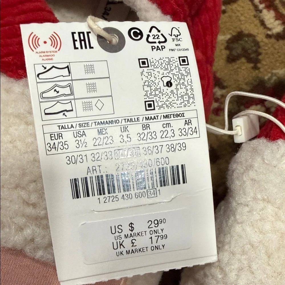 Zara Kids Santa Slippers - Red and White